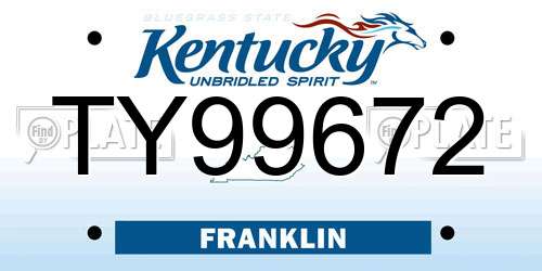 TY99672 Kentucky License Plate