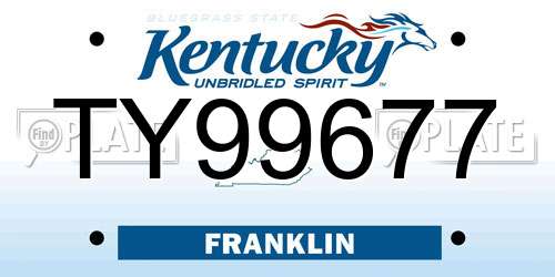 TY99677 Kentucky License Plate