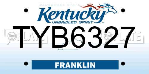 TYB6327 Kentucky License Plate