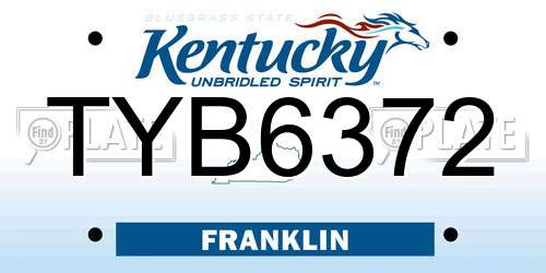 TYB6372 Kentucky License Plate