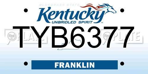 TYB6377 Kentucky License Plate