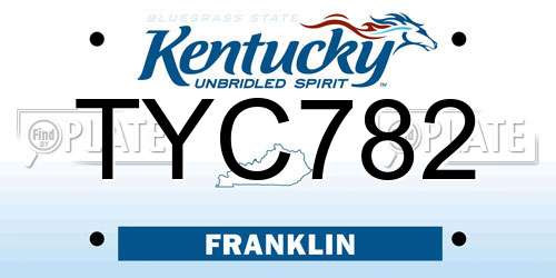 TYC782 Kentucky License Plate