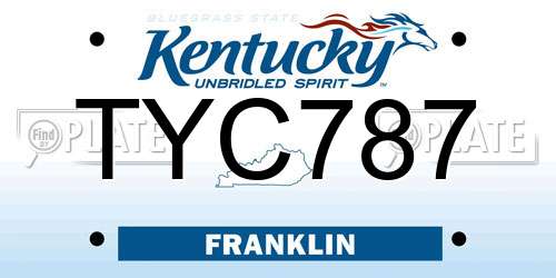 TYC787 Kentucky License Plate
