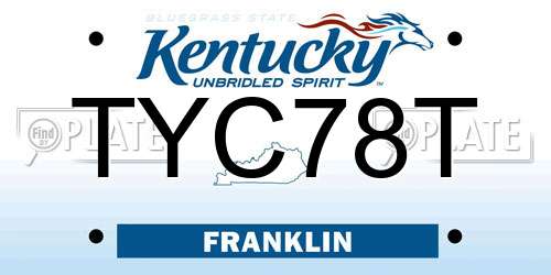 TYC78T Kentucky License Plate