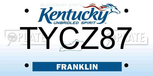TYCZ87 Kentucky License Plate
