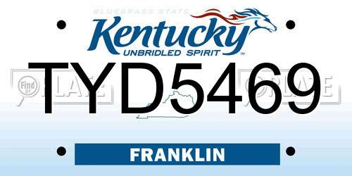 TYD5469 Kentucky License Plate