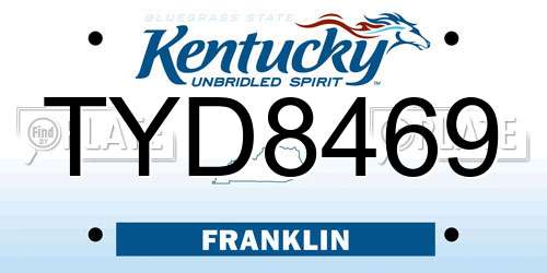 TYD8469 Kentucky License Plate