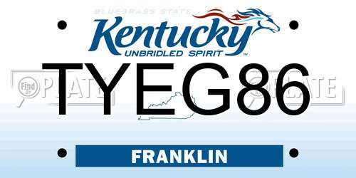 TYEG86 Kentucky License Plate