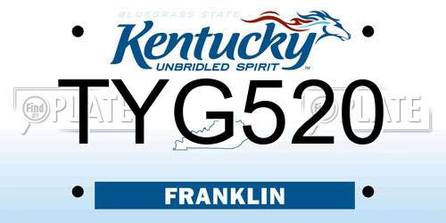 TYG520 Kentucky License Plate