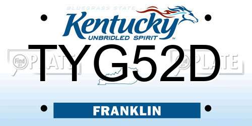 TYG52D Kentucky License Plate