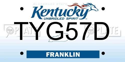 TYG57D Kentucky License Plate