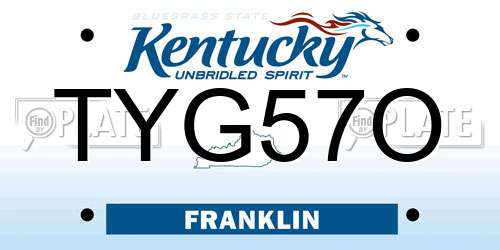 TYG57O Kentucky License Plate