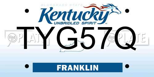 TYG57Q Kentucky License Plate
