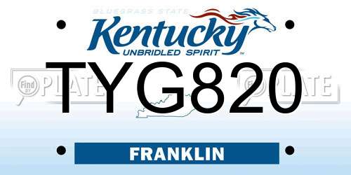 TYG820 Kentucky License Plate