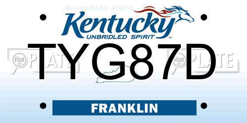 TYG87D Kentucky License Plate