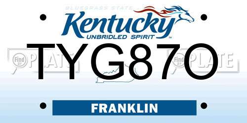 TYG87O Kentucky License Plate