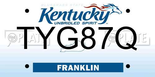 TYG87Q Kentucky License Plate