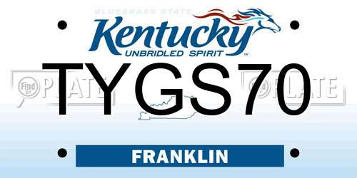 TYGS70 Kentucky License Plate
