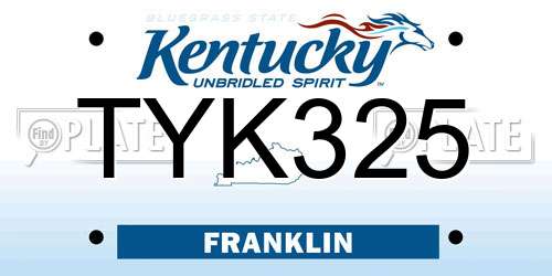 TYK325 Kentucky License Plate