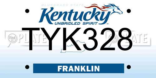 TYK328 Kentucky License Plate