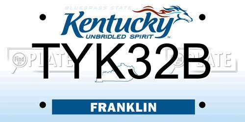 TYK32B Kentucky License Plate