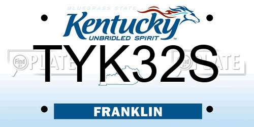 TYK32S Kentucky License Plate