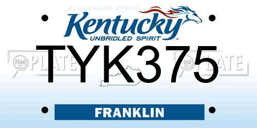 TYK375 Kentucky License Plate