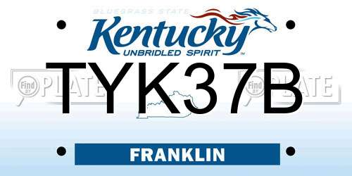 TYK37B Kentucky License Plate