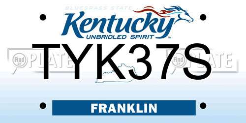 TYK37S Kentucky License Plate