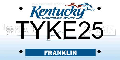 TYKE25 Kentucky License Plate