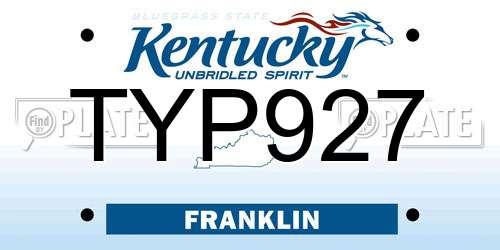 TYP927 Kentucky License Plate