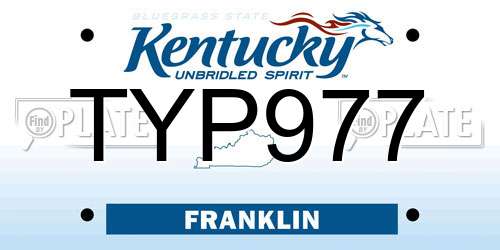 TYP977 Kentucky License Plate