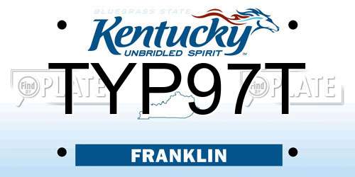 TYP97T Kentucky License Plate