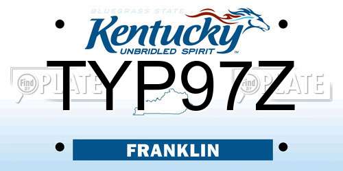 TYP97Z Kentucky License Plate
