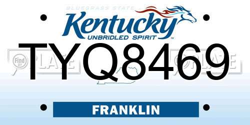 TYQ8469 Kentucky License Plate