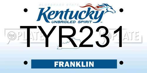TYR231 Kentucky License Plate