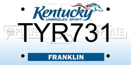TYR731 Kentucky License Plate