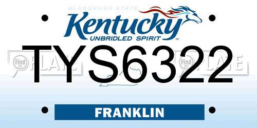TYS6322 Kentucky License Plate