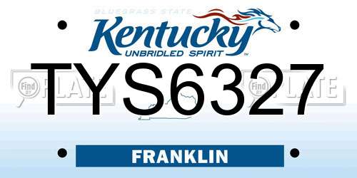 TYS6327 Kentucky License Plate