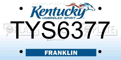 TYS6377 Kentucky License Plate