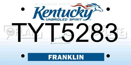 TYT5283 Kentucky License Plate