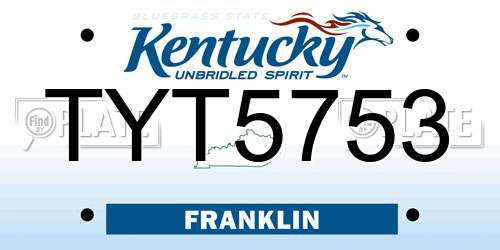 TYT5753 Kentucky License Plate
