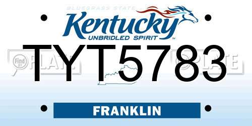 TYT5783 Kentucky License Plate