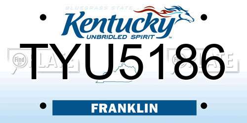 TYU5186 Kentucky License Plate