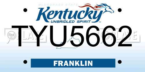 TYU5662 Kentucky License Plate