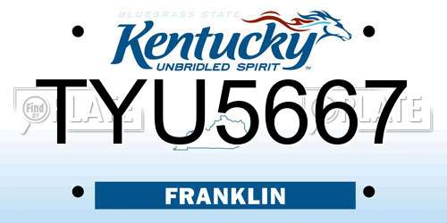 TYU5667 Kentucky License Plate
