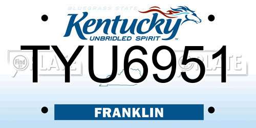 TYU6951 Kentucky License Plate