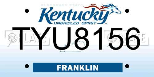TYU8156 Kentucky License Plate