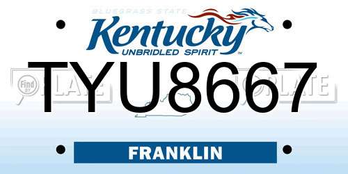 TYU8667 Kentucky License Plate