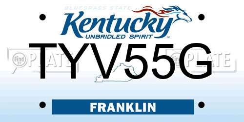 TYV55G Kentucky License Plate